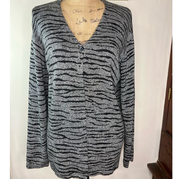 Vintage Liz Claiborne Zebra Print Cotton Cardigan Tank Set M 80s/90s Edgy Boho - Picture 9 of 17
